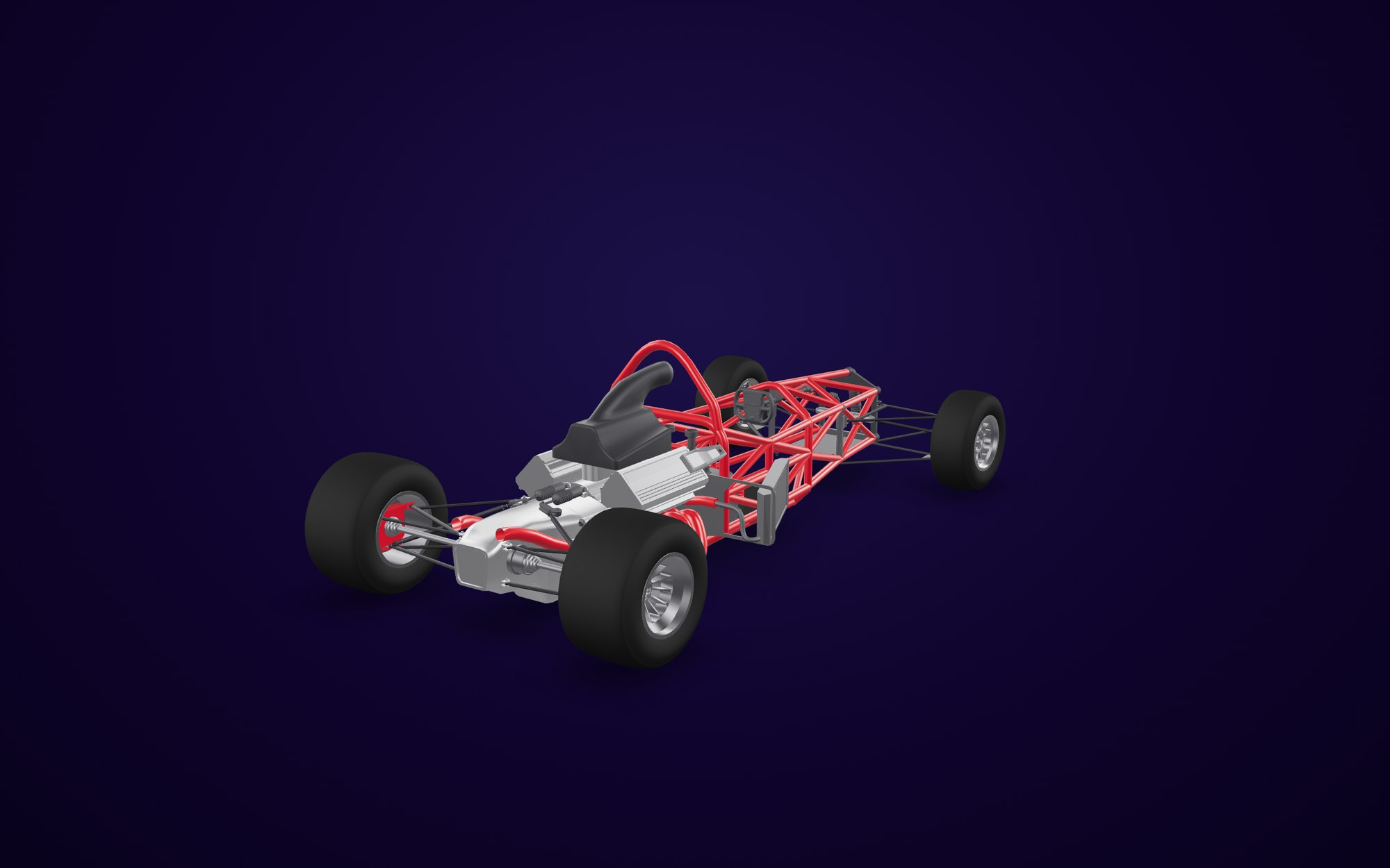 Formula style space frame chassis CAD model