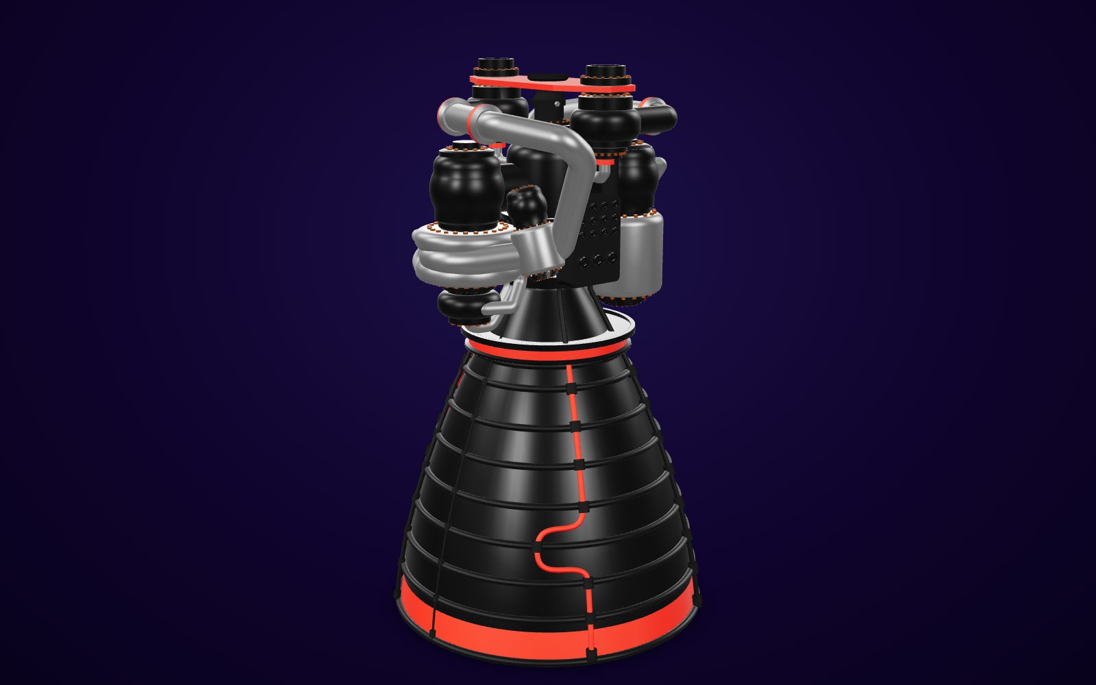 RS-25 class rocket engine CAD model